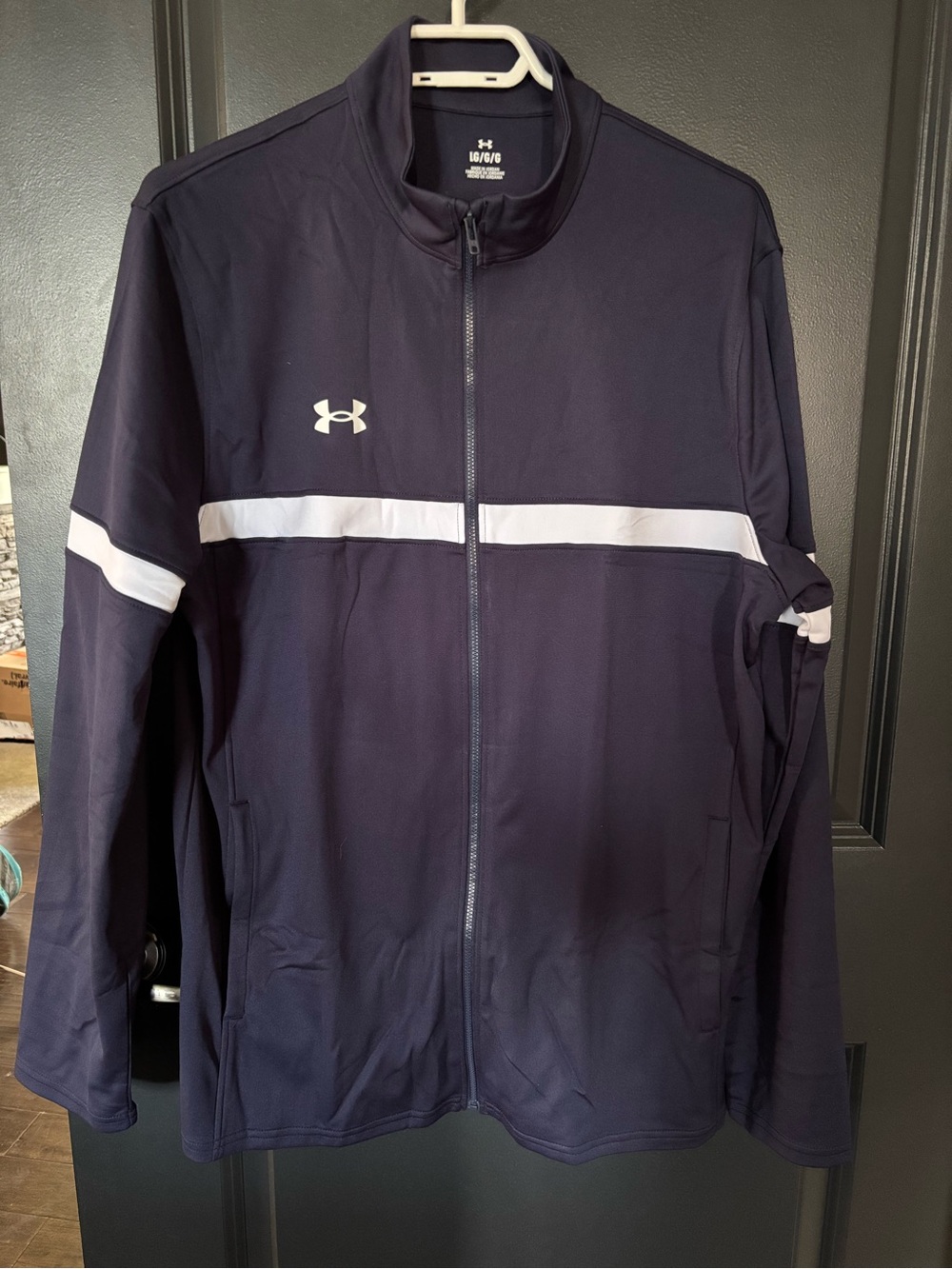 Under Armour Men's Navy Jacket with White Stripe